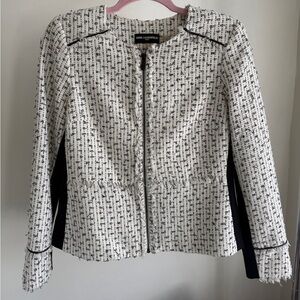 Karl Lagerfeld Black & White Tweed Zip Jacket